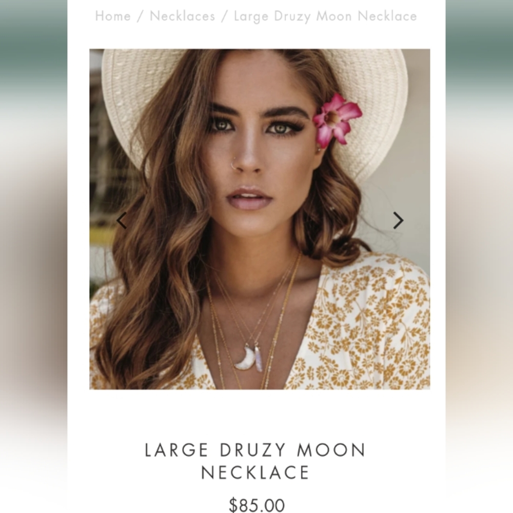 Leslie Francesca Large Druzy Moon Necklace